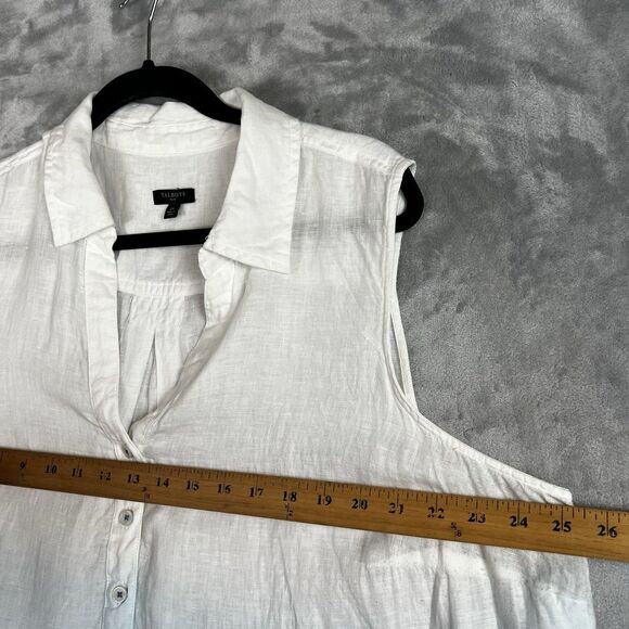Talbots Tops Women Size 2XL 100% Linen Sleeveless Button Front Tunic Color Block - Picture 6 of 11